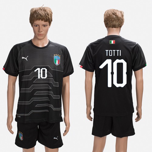 Italy #10 Totti Black Goalkeeper Soccer Country Jersey